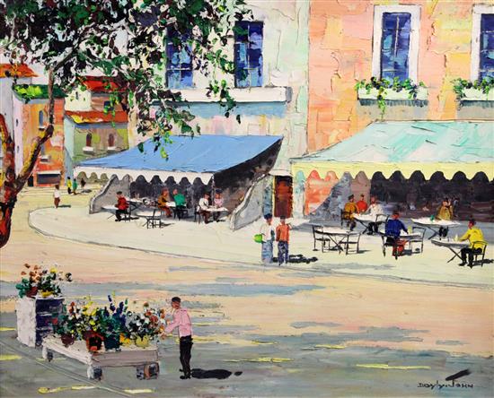§ Cecil Rochfort DOyly John (1906-1993) Market Square, South of France, 16.5 x 20.5in.